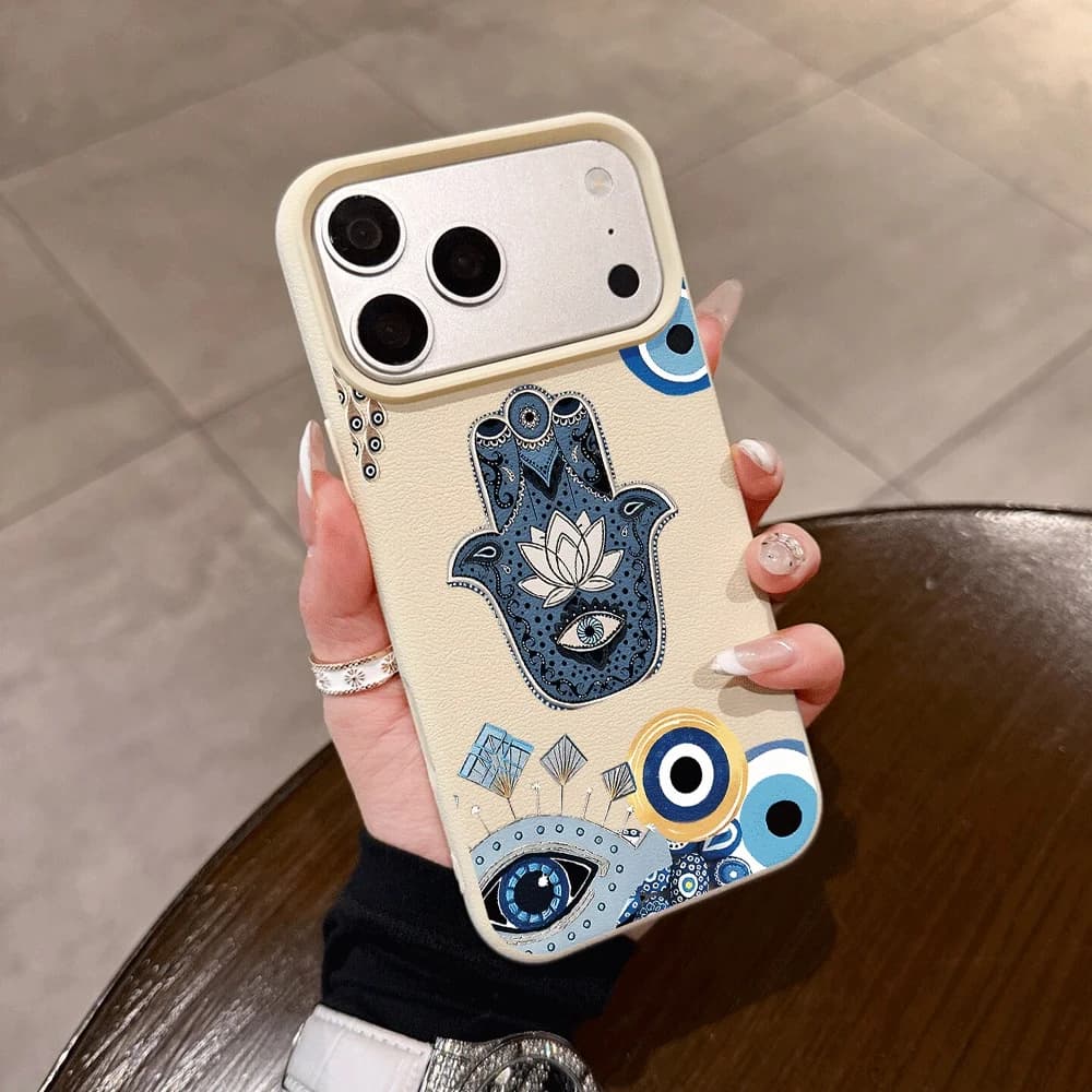 INS The Evil Eye Phone Case For iPhone 17 16 15 14 13 17 16 12 11 Pro Max 16 15 14 Plus 15 Pro 17Air XR XS Silicone Matte Cover