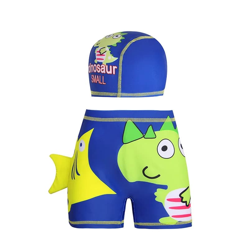 Set 2 Pieces Children's Swimming Shorts 2026 New Swimsuit for Boys with Hood, Comfortable and Elastic with Motive Carton