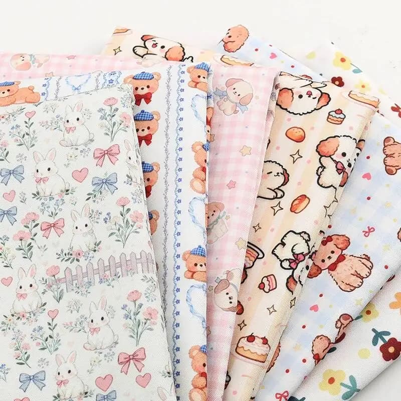 0.5m/2m Thickened Cartoon Printed Canvas Fabric for Sofa Cover Tablecloths Curtains Canvas Bags Handmade DIY Sewing Fabrics