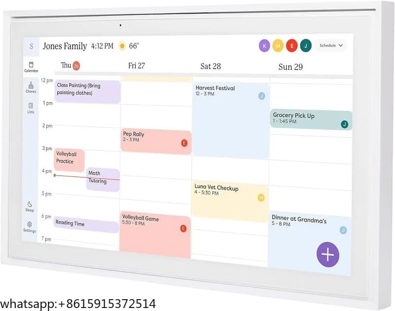 Cornice digitale per foto TCDSTARSmart Calendar con touchscreen da 15,6 pollici, supporta Google Calendar e calendario ISO con Wi-Fi
