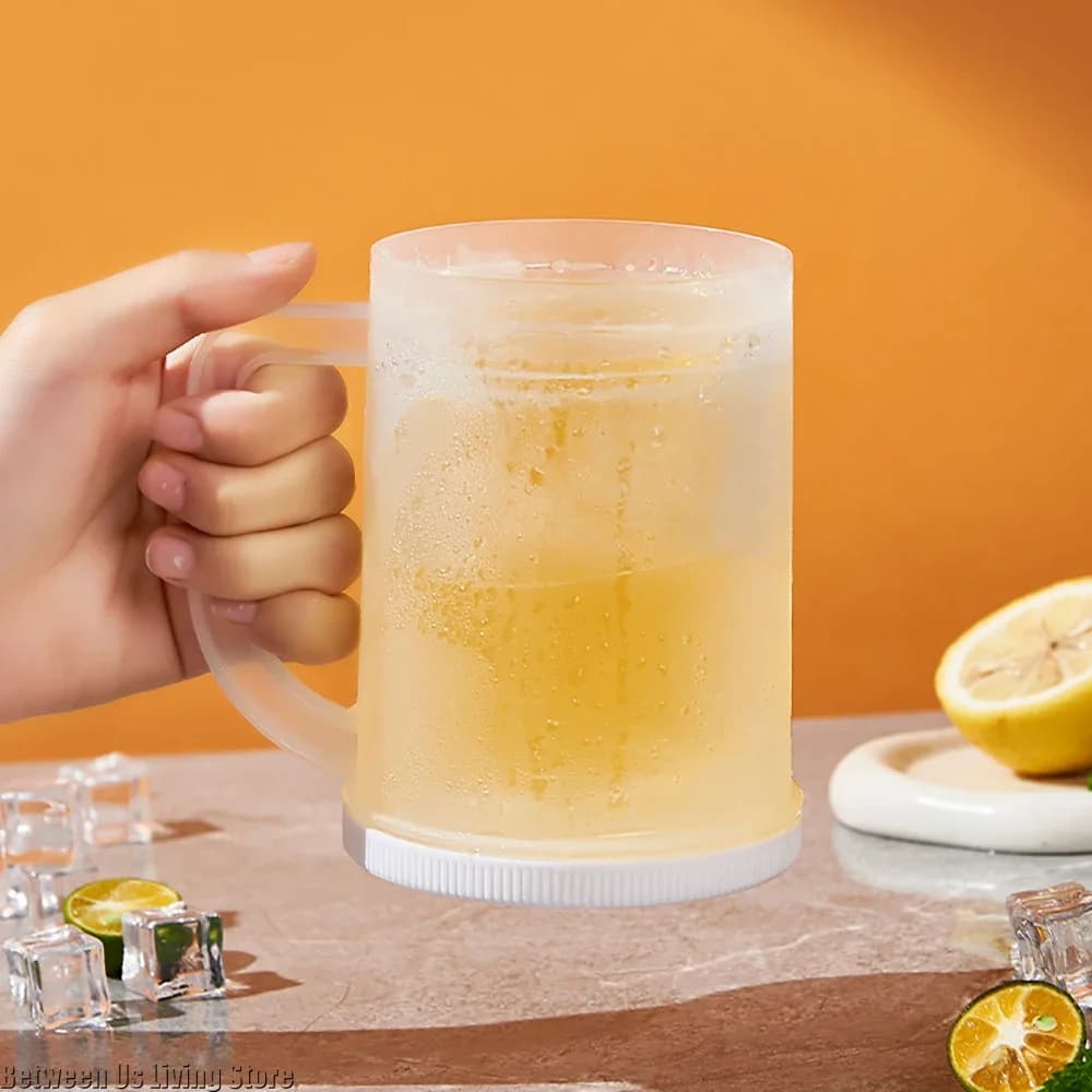 Bicchieri traslucidi per tazza di birra con tazza di ghiaccio a doppio strato a congelamento rapido, nessuna perdita, nessuna diluizione per la casa estiva calda