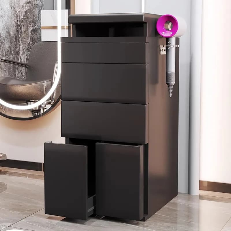 New tool cabinet for barber/parker, special for salon, with support for hair dryer, multifunctional furniture, luxury painted wood finish.