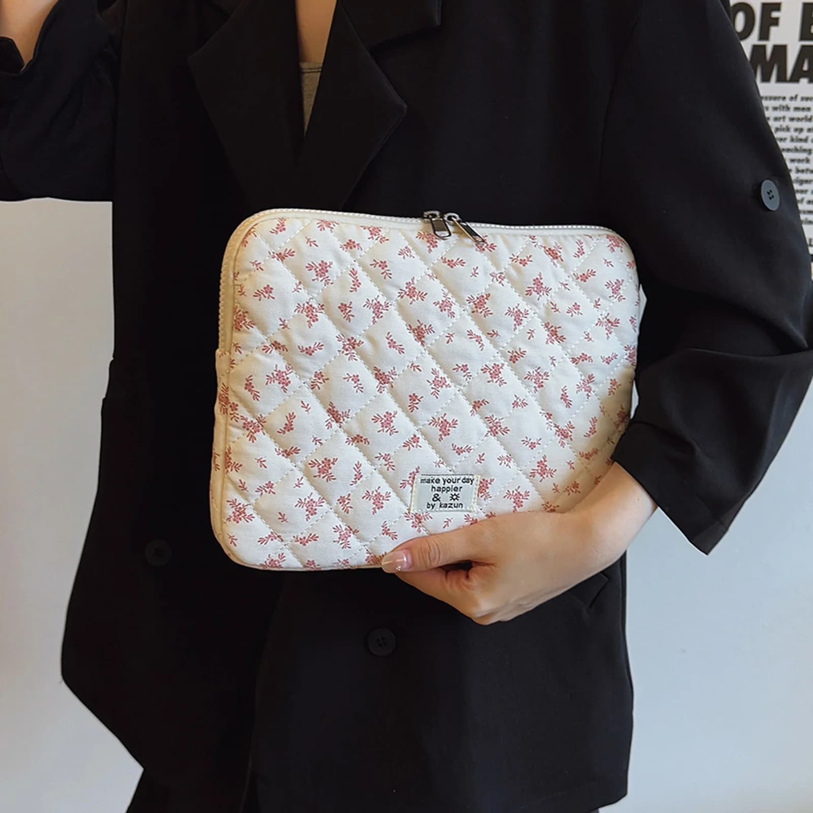 Custodia per Laptop con Stampa Floreale, Borsa Protettiva Imbottita Antiurto con Ricamo per Laptop e Tablet da Donna