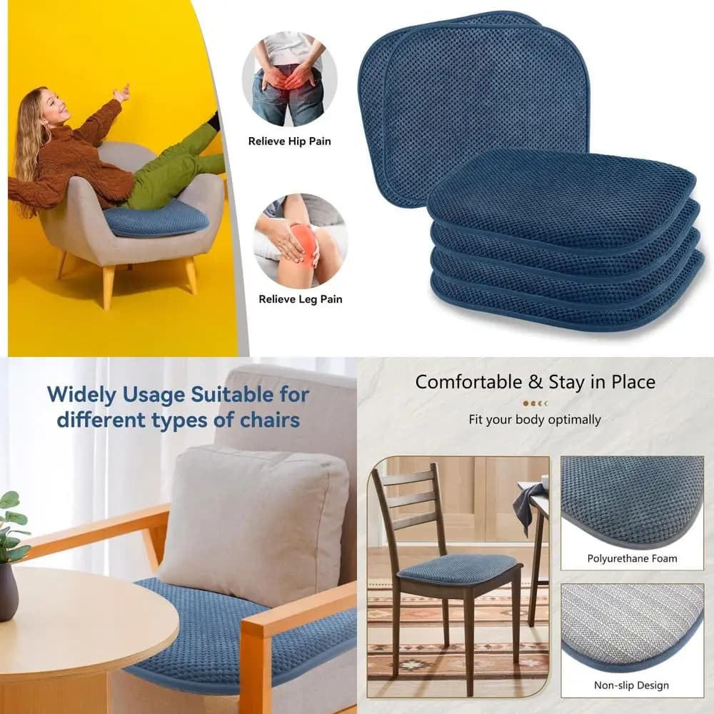 15x17 inch foam seat cushion for kitchen chairs and bar stools with non-slip background