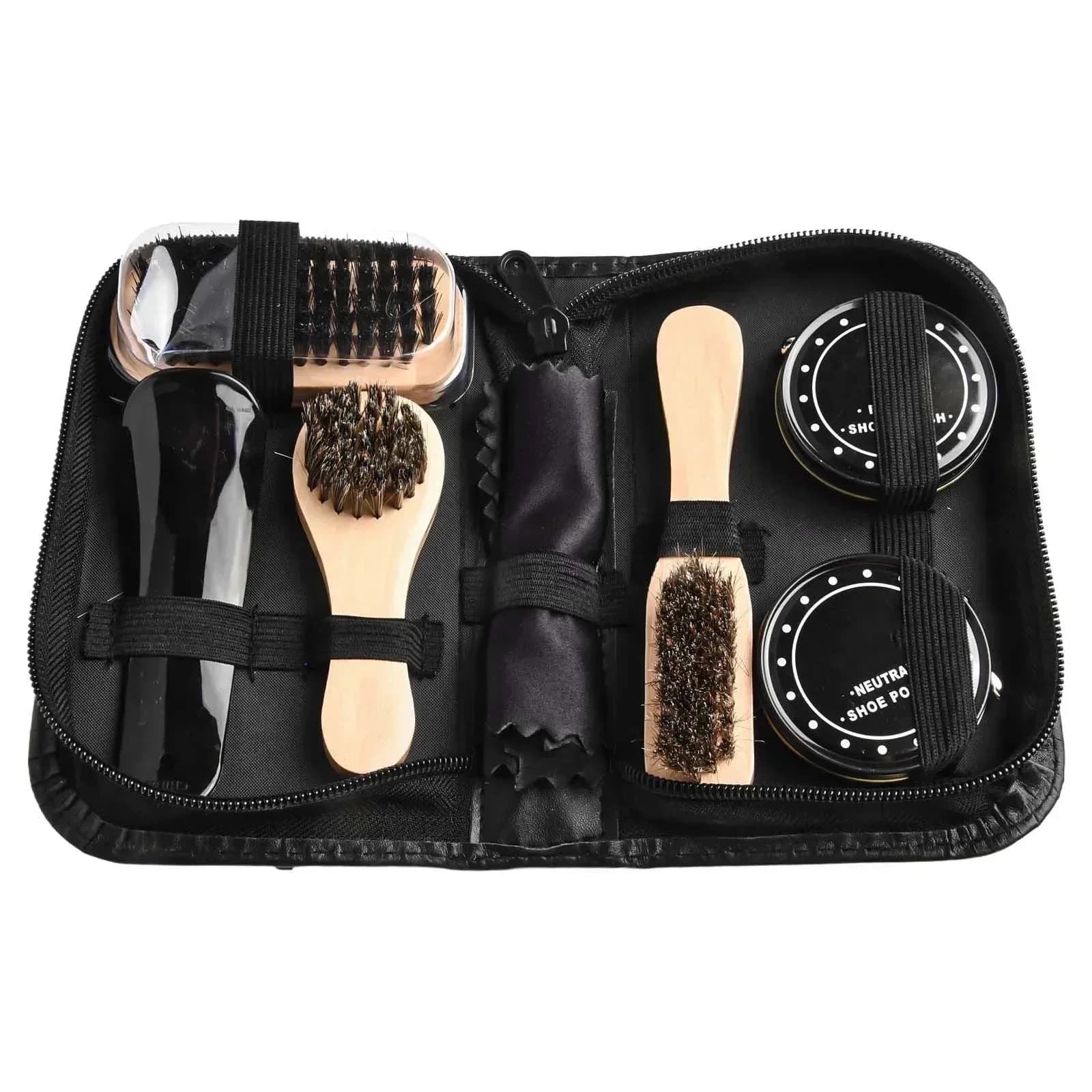 Kit per la cura delle scarpe in pelle da 8 pezzi con balsamo per spazzole per la pulizia e strumenti per lucidare tutti i tipi di scarpe in pelle