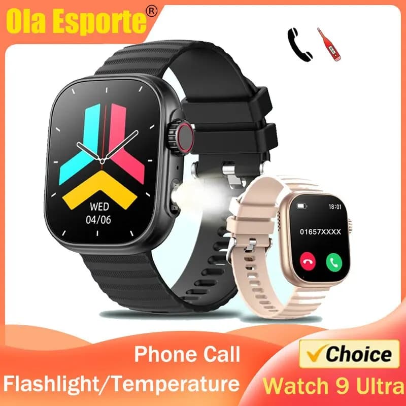 Smartwatch Ultra Series 9 Phone call Women's Watch Flashlight 100+ Sport mode Fitness Tracker Body temperature for Amazfit