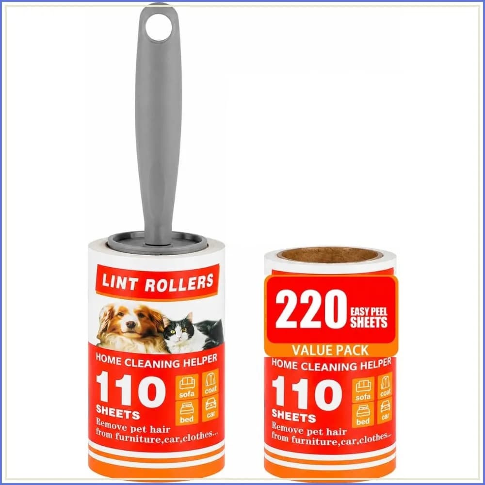 Extra Sticky Lint Roller 220 Sheets - Pet Hair Remover for Clothes, Furniture & Car - Dog & Cat Hair Removal Tool