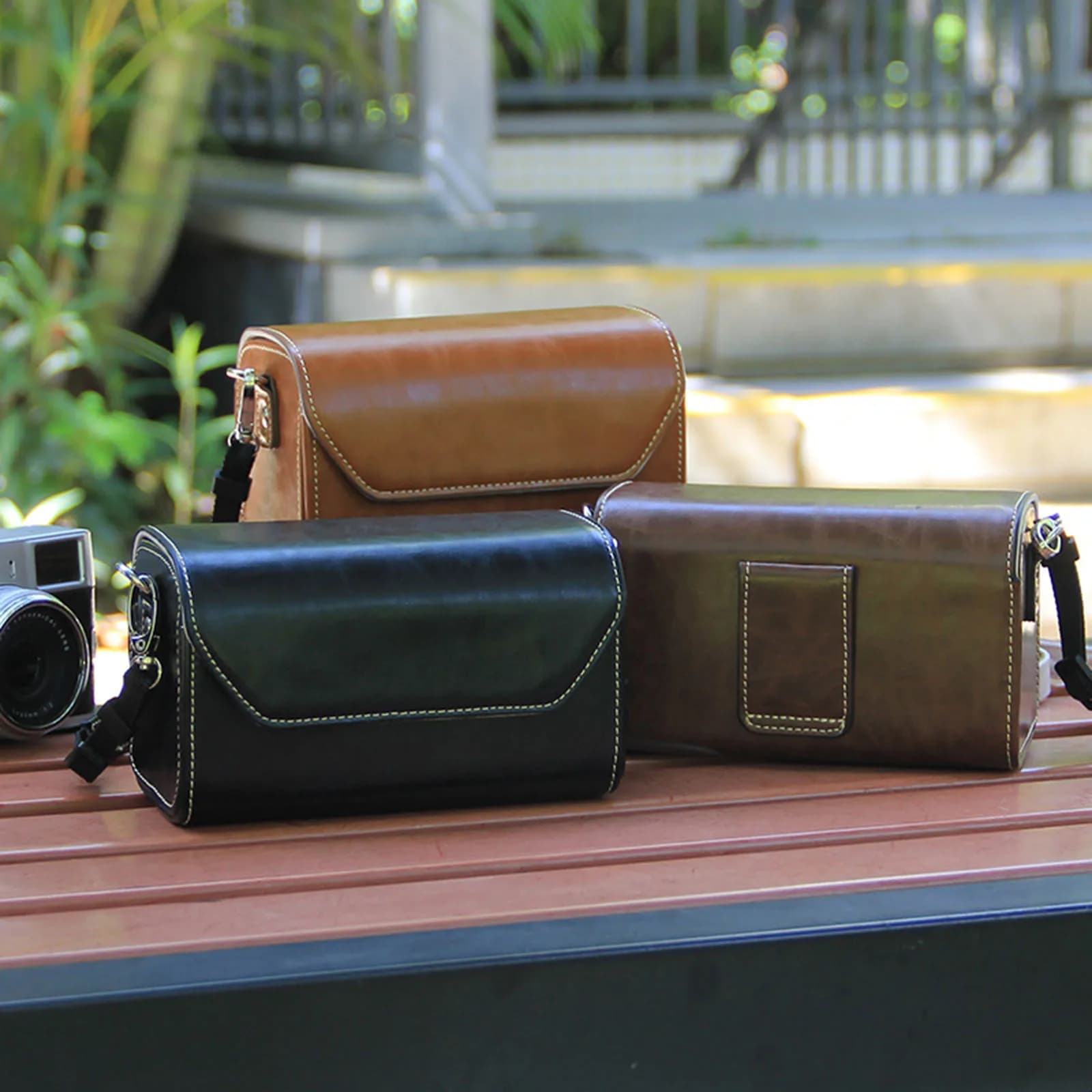 Case for camera Tote bag for photography with pockets PU leather shoulder bag for Sony ZVE10 Panasonic Epl1-epl10 DSLR gadget bag