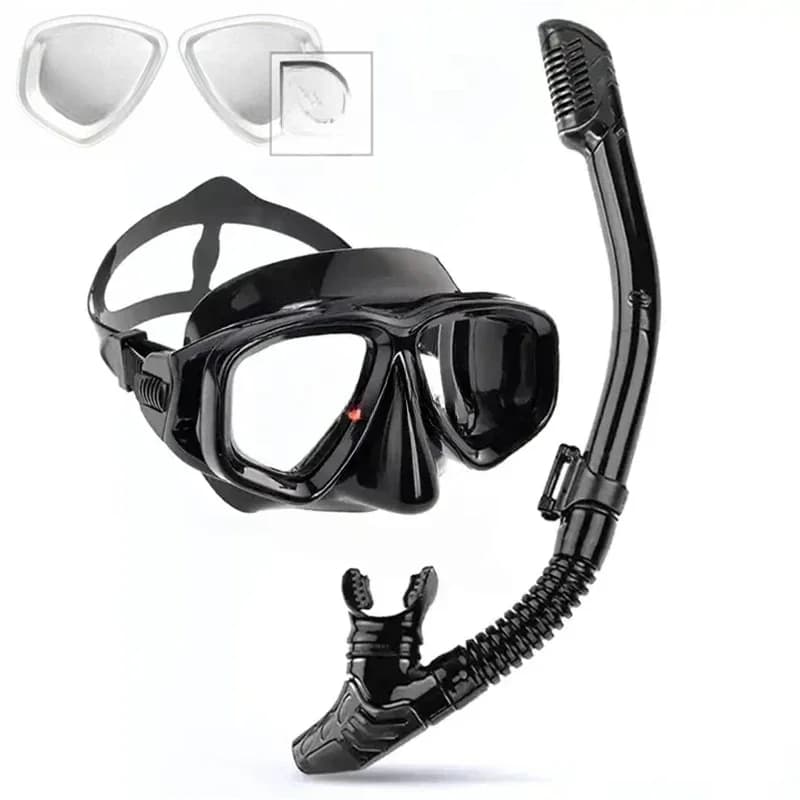 Customize the snorkeling mask with prescription Set of corrective swimming masks in tempered glass with dry pipe diopters from -1.5 to -7,0