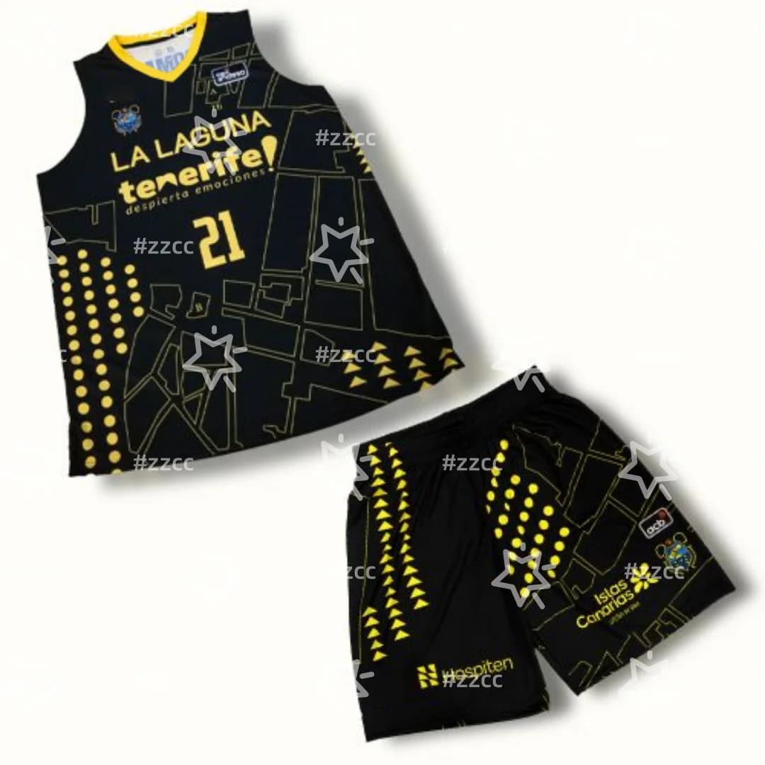 Maglia da basket La Laguna Tenerife Home 25-26, kit allenamento, pantaloncini da uomo, abbigliamento sportivo estivo, t-shirt da uomo, abbigliamento per bambini, t-shirt da donna