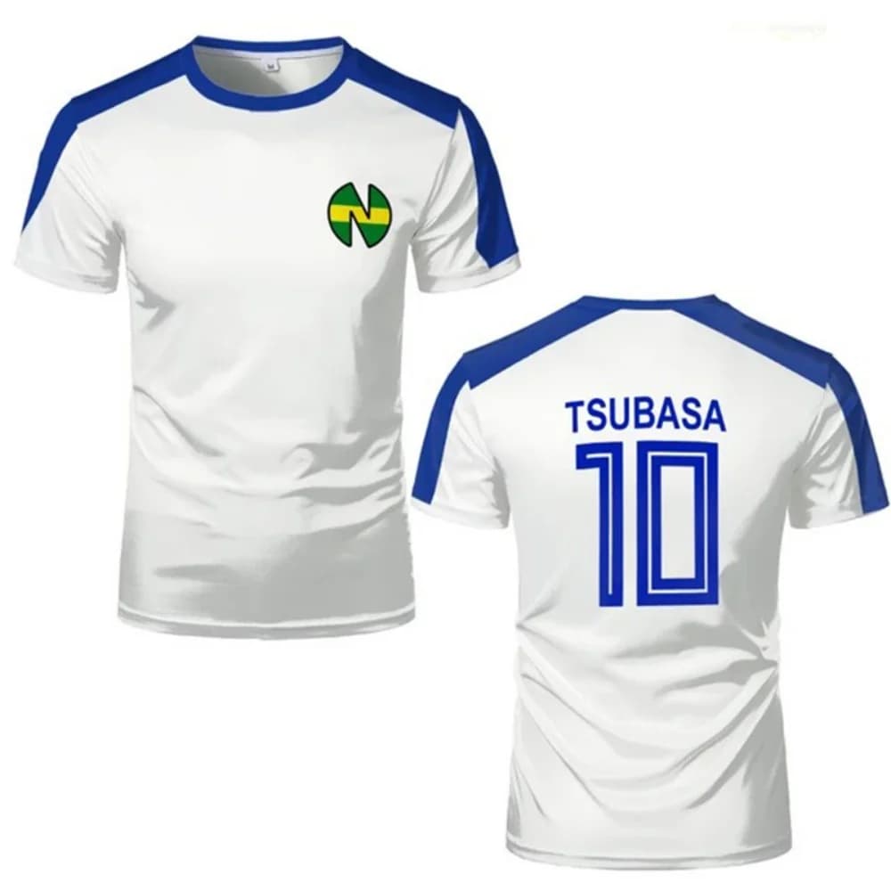 Captain Tsubasa Anime Jersey Cosplay Top personalizzati larghi per uomo e donna Abbigliamento sportivo ad asciugatura rapida T-shirt per bambini T-shirt sportive per uomo