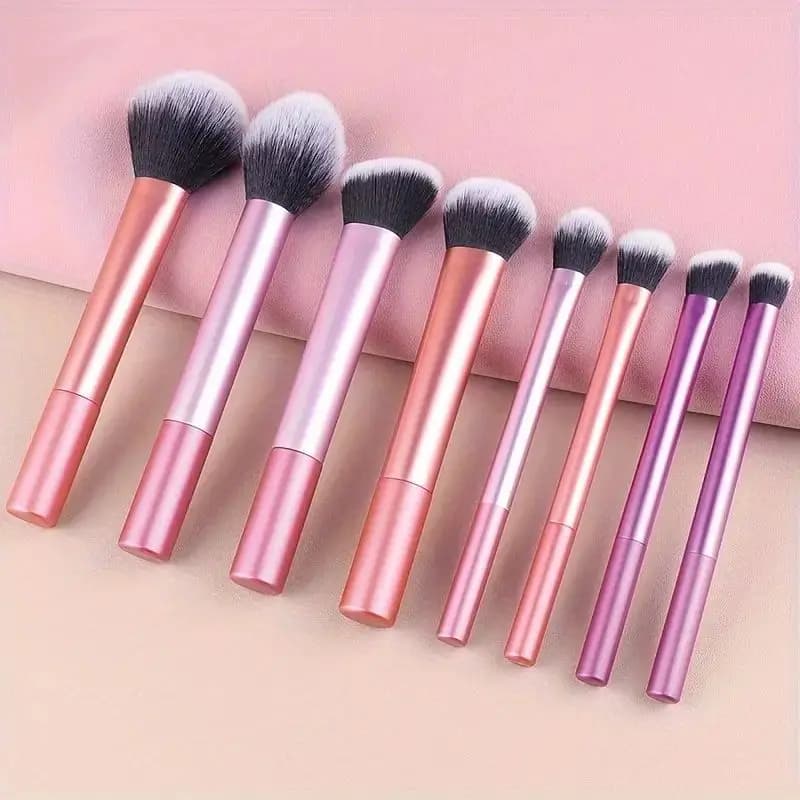 8Pcs Pro Easy Clean, Makeup Brush Set - Soft, Premium Synthetic Hair, Cruelty Free, Foundation, Blush, Eyeshadow