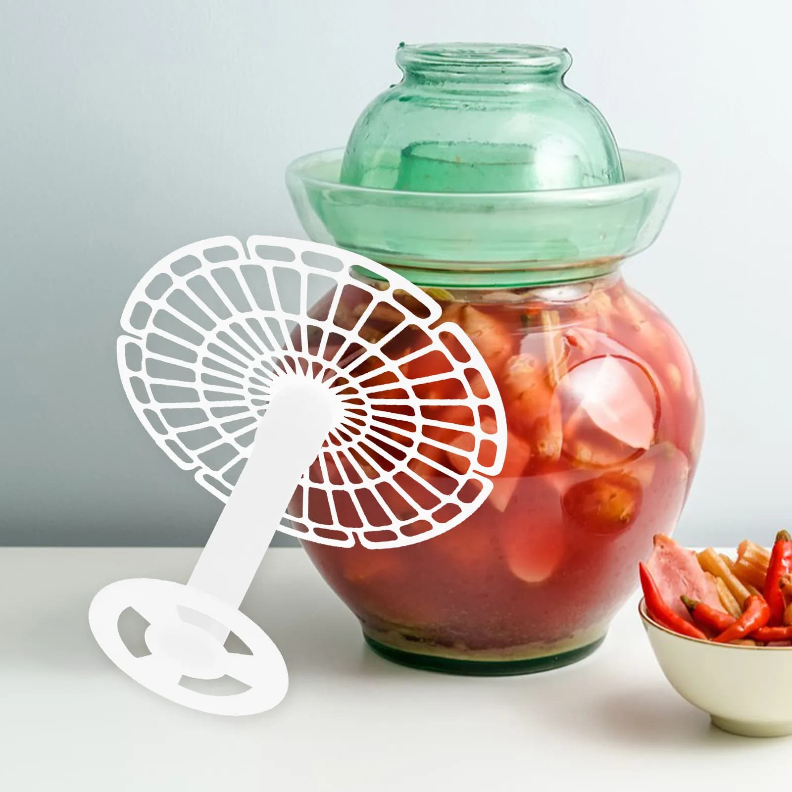 Piastra di Pressione in Vetro Resistente per Barattoli di Fermentazione, Ideale per Kimchi, Spremucolza, Utensili per la Fermentazione delle Verdure