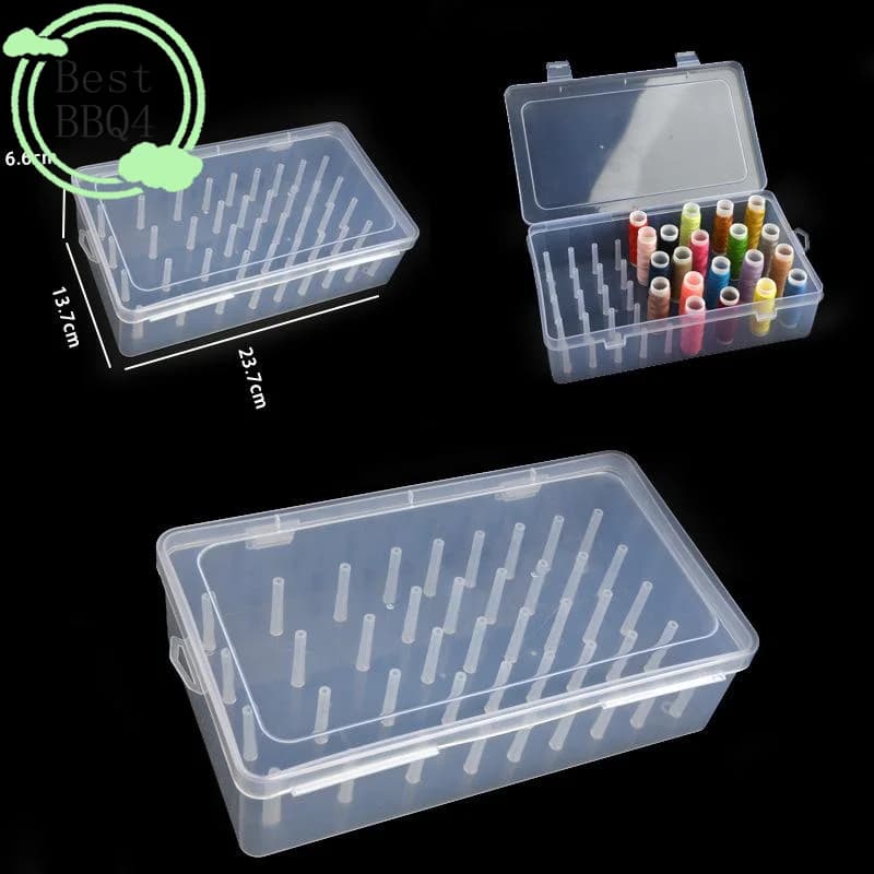 (BBQ4) Scatola porta aghi e filo a 42 scomparti, contenitore multifunzionale trasparente per la conservazione domestica, set di aghi e filo, scatola per la classificazione dei fili
