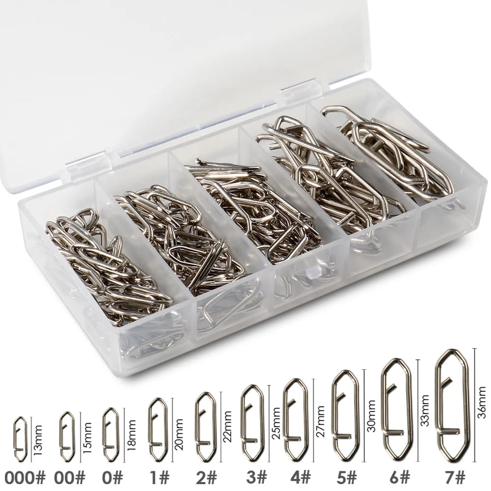 GOBAIT Fishing Interlock Snap Fast Clip Pin Tool Box Wearing Line Connector Fishing Ring Accessories 20-100 Pieces Swivel