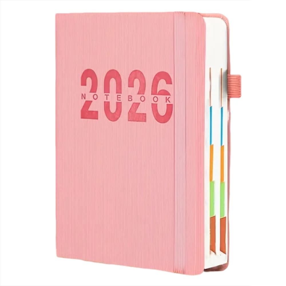Inglese 2026 Agenda Planner Blocco note Segnalibro resistente all'usura Notebook con efficienza di 365 giorni Portatile 12 mesi