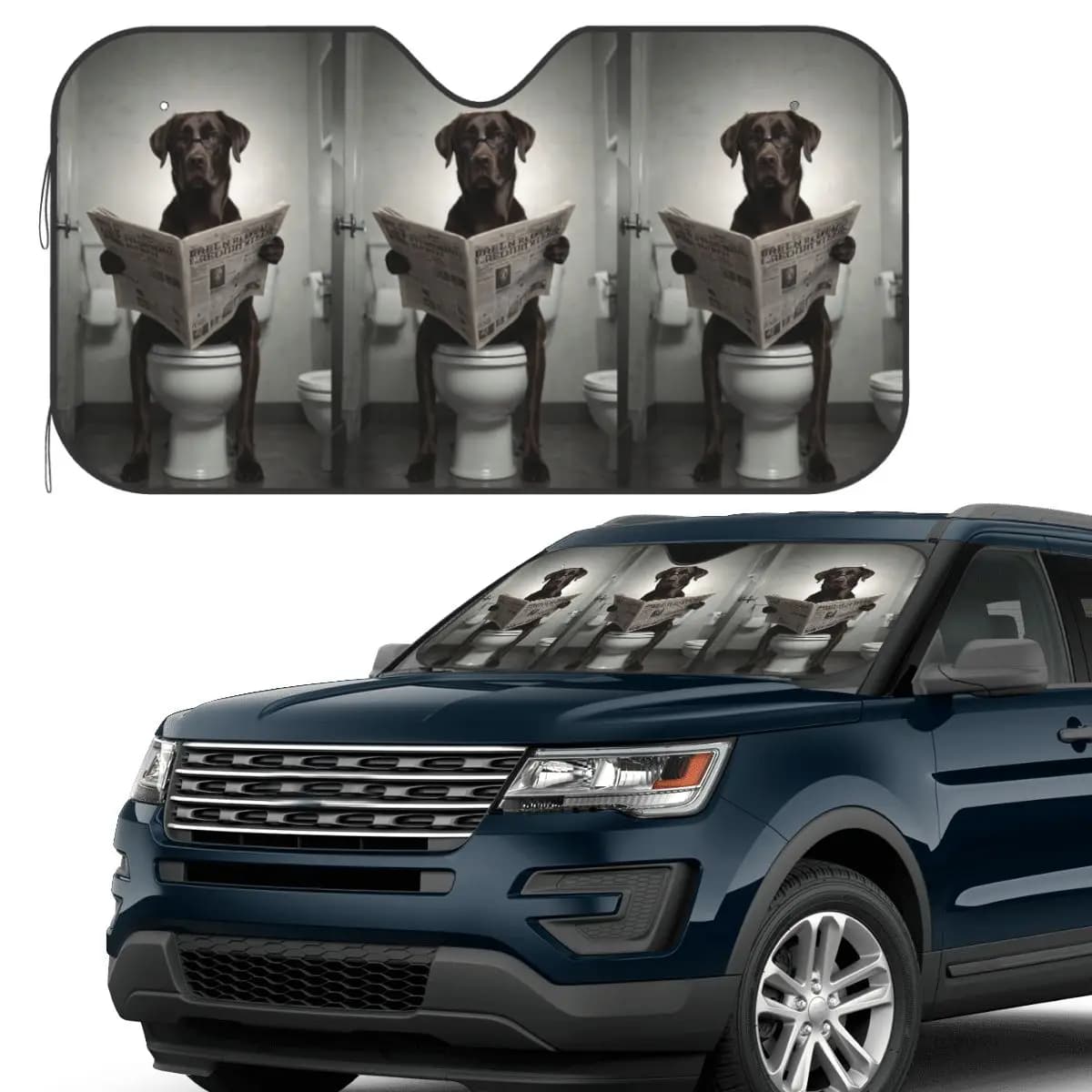 Chocolate Labrador Leggi un giornale Parasole Parabrezza Parabrezza anteriore per auto Finestra Visiera parasole Accessori Coperture