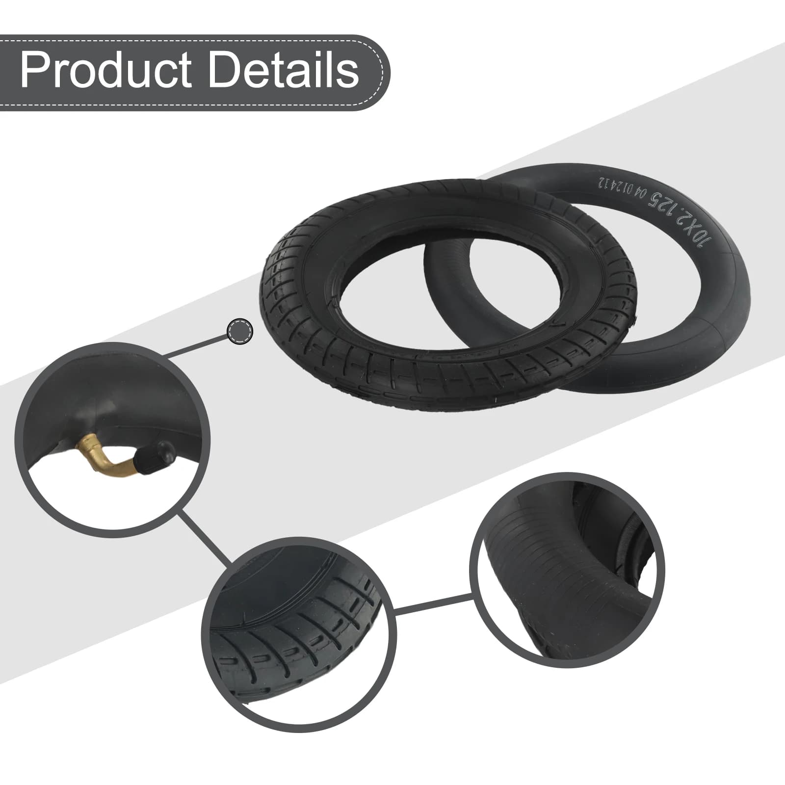 Passeggino Ruota Pneumatico Gomma Esterno E Interno Pneumatico Passeggino Parti 10X2.0 Scooter Pneumatici Addensati Scooter Parti Accessori