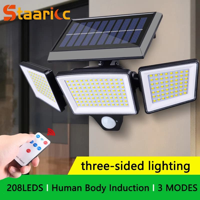 208 LED Solar Split Wall Lamp 3 Modes Waterproof Motion Sensor Lamps Solar Lamp For Garden Street Security Light