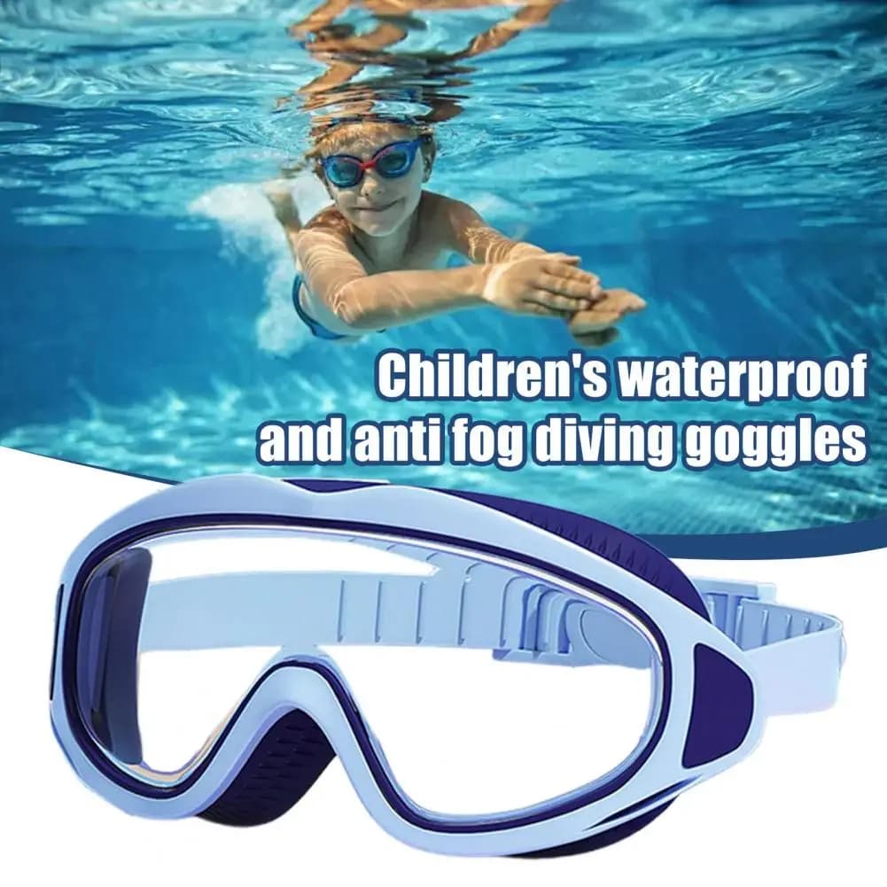 Kids swimwear, waterproof, anti-fog, UV protection, transparent lenses, for boys and girls, with wide field of view, diving equipment