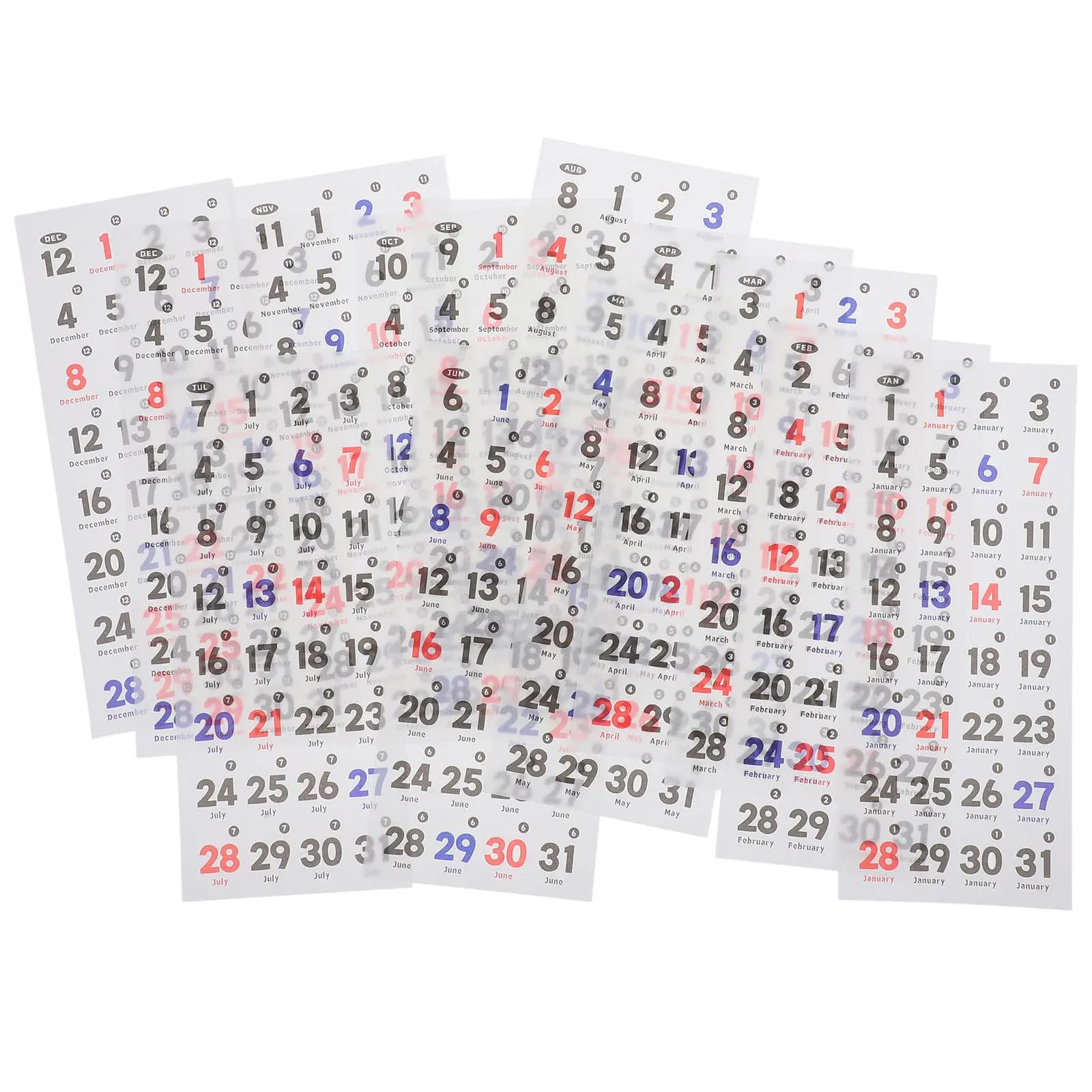 1 Set di Adesivi con Date per Planner, Adesivi Numerici Giornalieri per Calendario, Mini Etichette Colorate per Quaderni e Agende