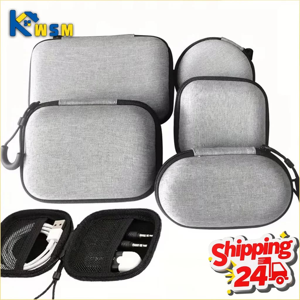Borsa organizer per elettronica portatile per auricolari, cavi caricabatterie, disco rigido, guscio rigido in EVA con custodia da viaggio con cerniera