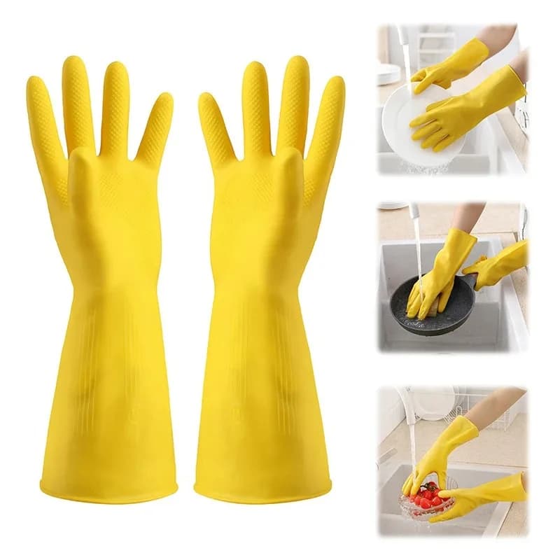 1-10PCS Guanti di gomma per uso domestico per lavare i piatti Impermeabile addensato tendine di manzo Lattice Protezione del lavoro Cucina resistente all'usura