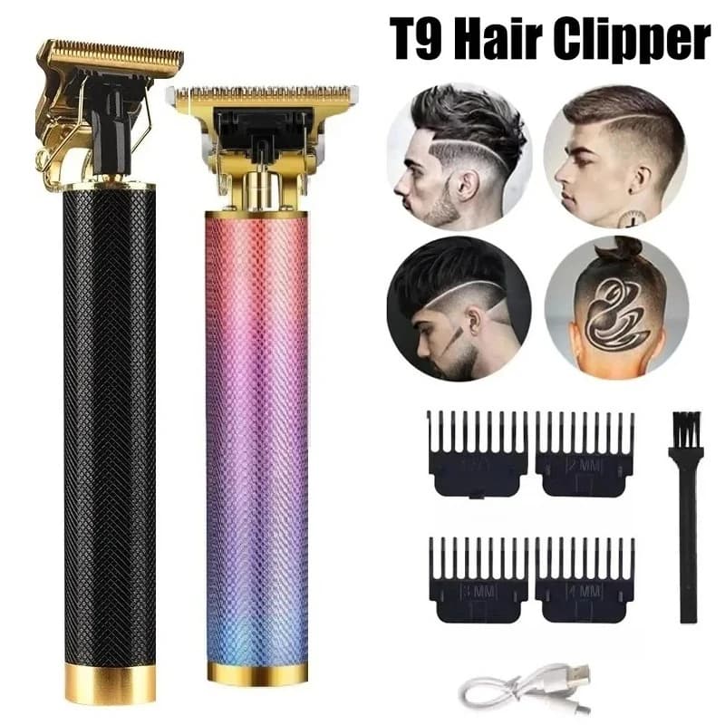 T9 Electric Beard Trimmer 4 Adjustable Combs Cleaning Brush USB Charging Cable Cordless Hair Clipper For Men Professional