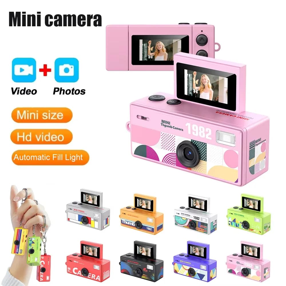 Mini Telecamera a Forma di Portachiavi con Schermo Ribaltabile da 0,96 Pollici, Videocamera Retrò 720P per Sport all'Aperto, Videocamera Ultra Compatta
