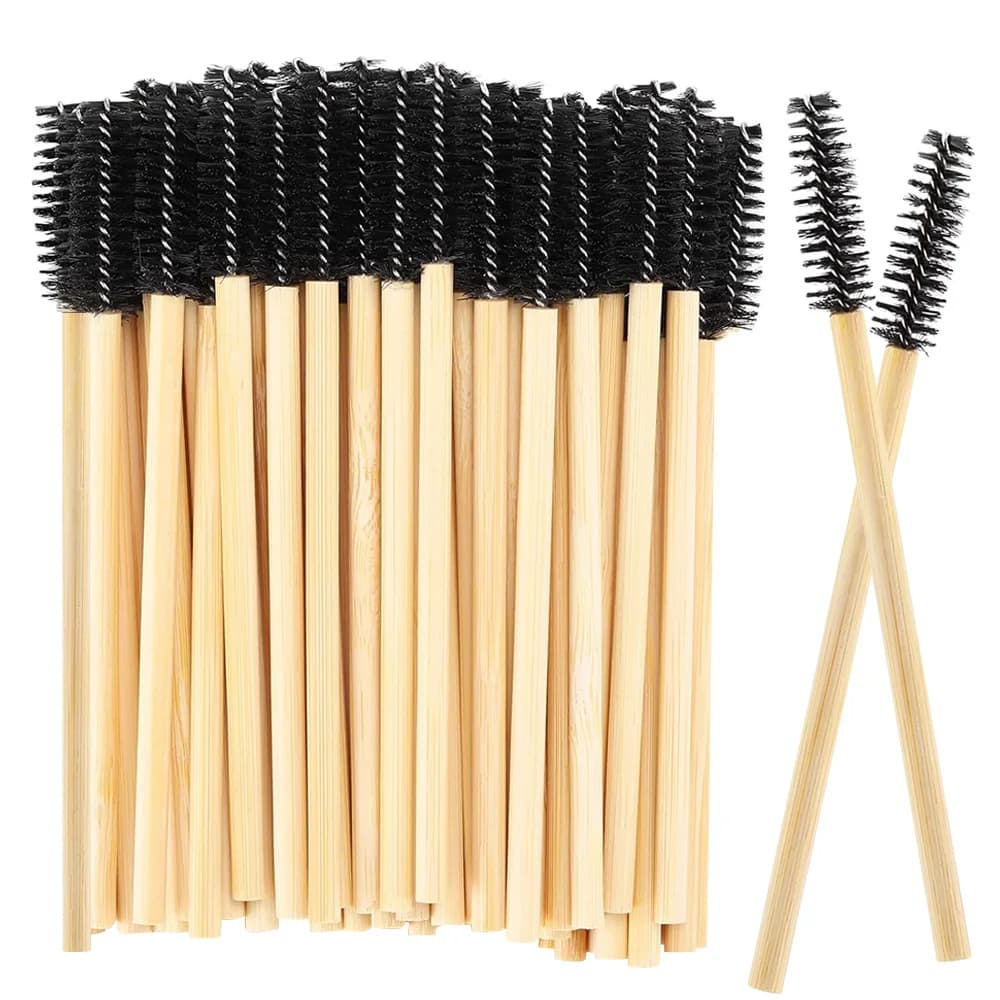50/100Pcs Bamboo Handle Eyelash Brush Mascara Wands For Lashes Extension Applicator Eyebrow Spoolie Brushes Makeup Accessories