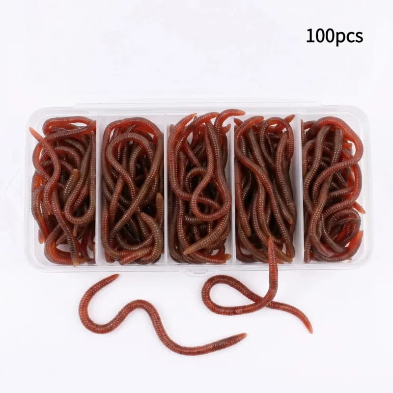 100pz Esche Morbide per Bass e Branzino, Verme di Sangue, Verme da Pesca, Verme Rosso in Gomma, Esche Realistiche con Odore di Pesce