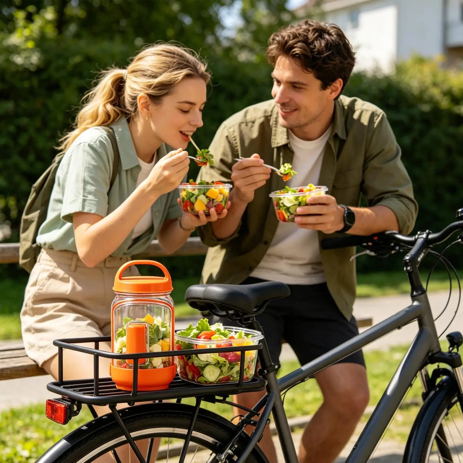 Contenitore per insalata con apertura laterale, contenitore trasparente per alimenti, contenitore per la conservazione degli alimenti, per la cucina di casa, l'asilo nido, la preparazione dei pasti, i viaggi, il campeggio
