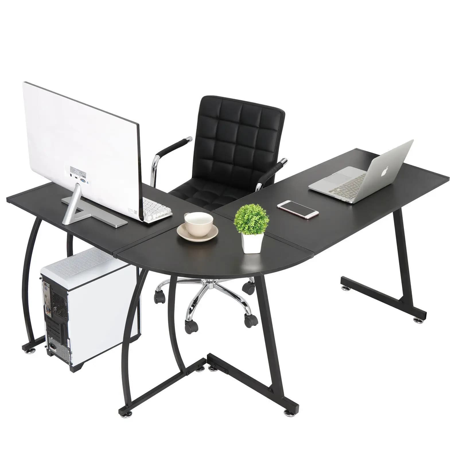 Scrivania a forma di L Tavolo da gioco per laptop Tavolo da computer ad angolo Postazione di lavoro Scrivania da ufficio per studio domestico Moderna ergonomica regolabile