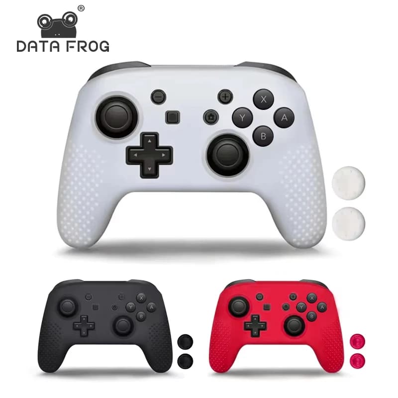 Custodia in silicone antiscivolo DATA FROG con cappucci per joystick per controller Switch Pro Pelle protettiva in gomma morbida