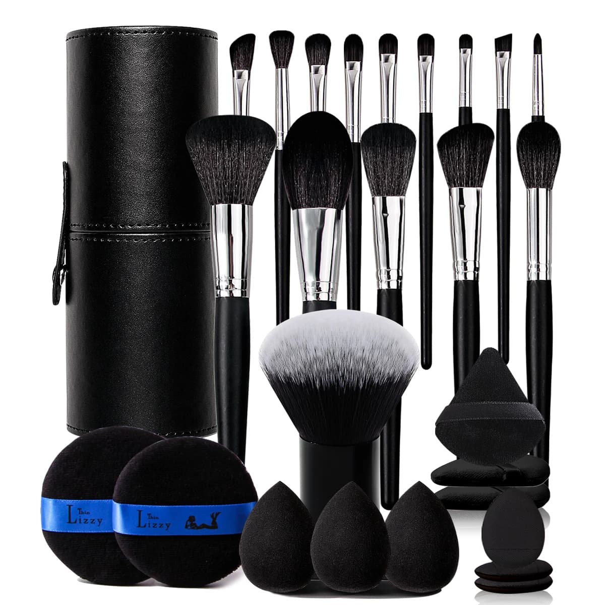 Set of Professional Makeup Brushes, Soft and Soft, for Fondotinta, Contorno, Blush, Corrector, Umbrella, Beauty Kit for Shoeing