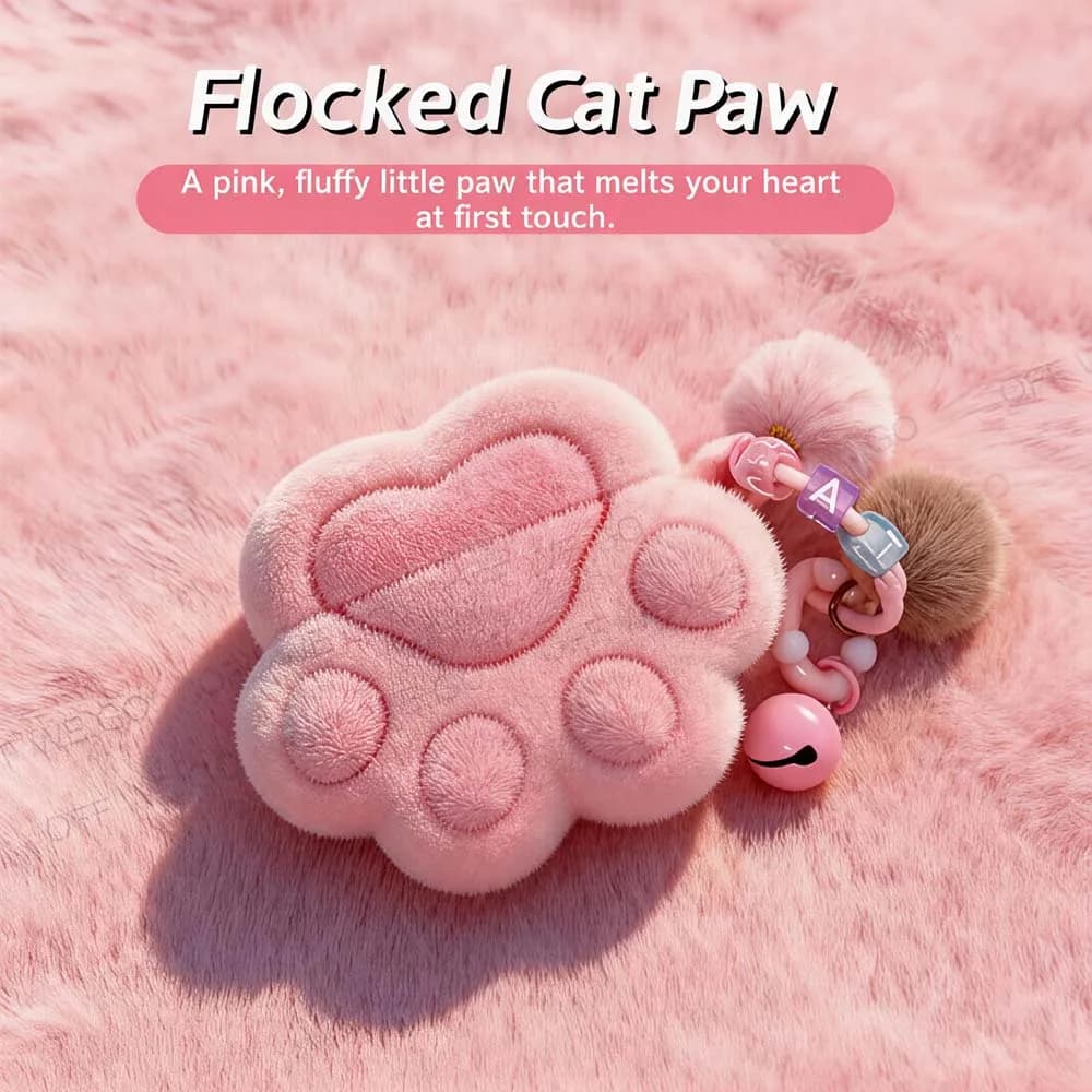 Custodia Protettiva Morbida e Pelosa a Forma di Zampa di Gatto Rosa per AirPods, Cover Kawaii per AirPods Pro 2, Pro 3, AirPods 4