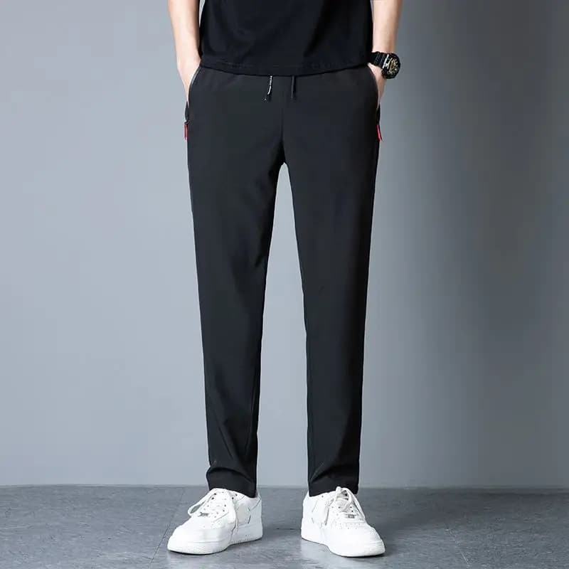 Summer Men's Casual Pants in Quick Drying Ice Silk Slim fit Korean Version Ice Silk Pants Sports Straight Tube Fast Drying P