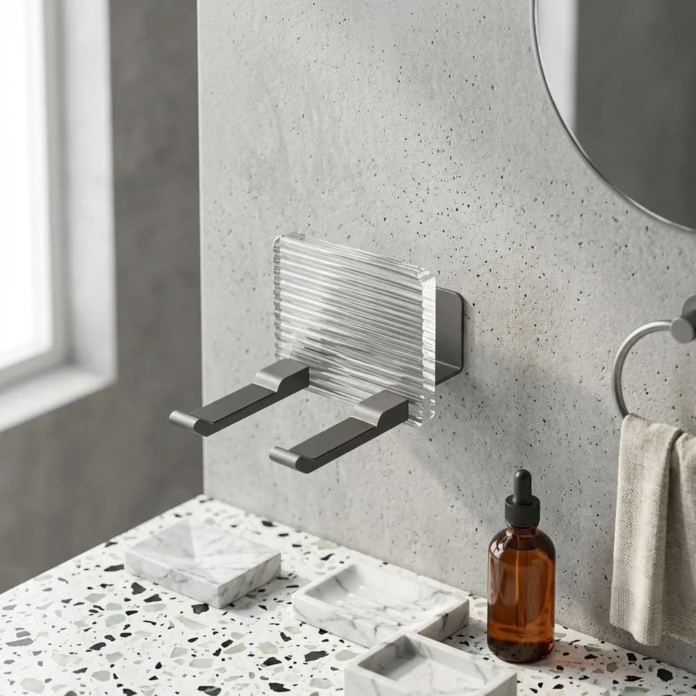 11*10*7.5cm Wall Mounted Hair Dryer Holder For Acrylic Dryers, Tool-Free Bathroom Storage Rack, Waterproof Aluminum Stand