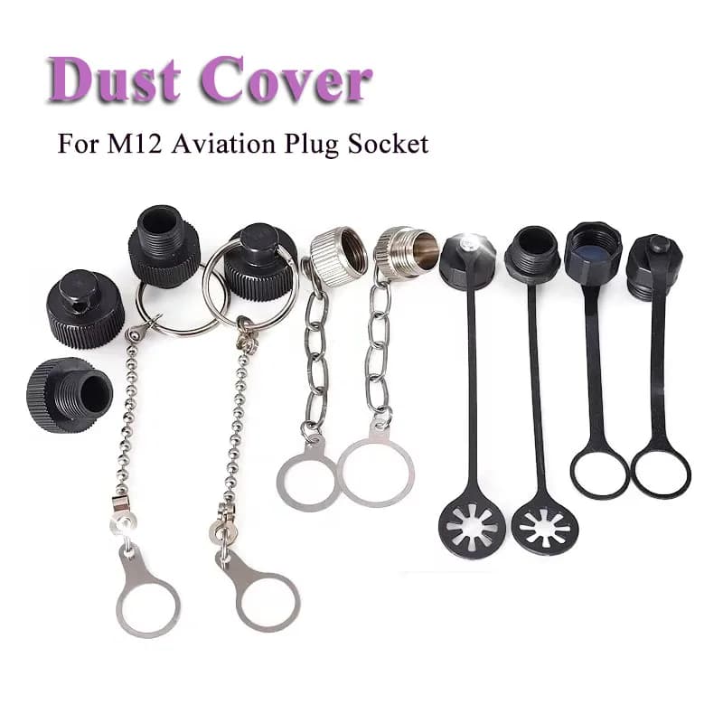 Waterproof Dust Cover for M12 Connector, Plastic Dust Cover/Metal for M12 Sensor Connector with Chain
