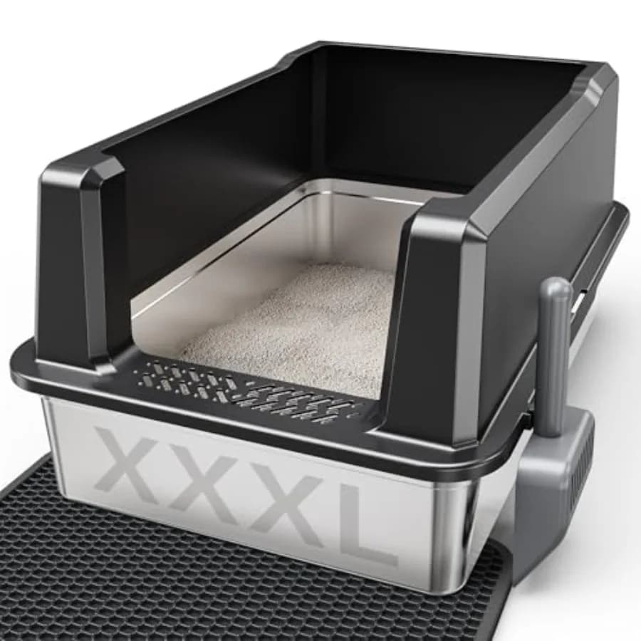 Lettiera XXL in Acciaio Inossidabile con Bordi Alti 66x46x30 cm, Lettiera in Metallo Extra Large per Gatti Grandi e Gatti Multipli, Modello Jumbo Top