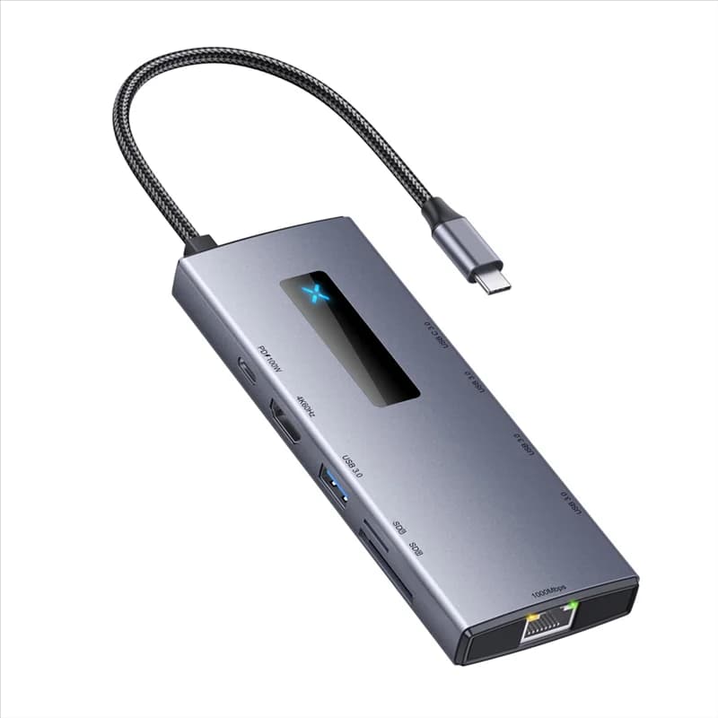 AA08-10-In-1 Type-C HUB 4K 60Hz USB C Hub Type C To Ethernet Port PD 100W USB 3.0 Hub SD/TF Card Slot For Laptop Tablet