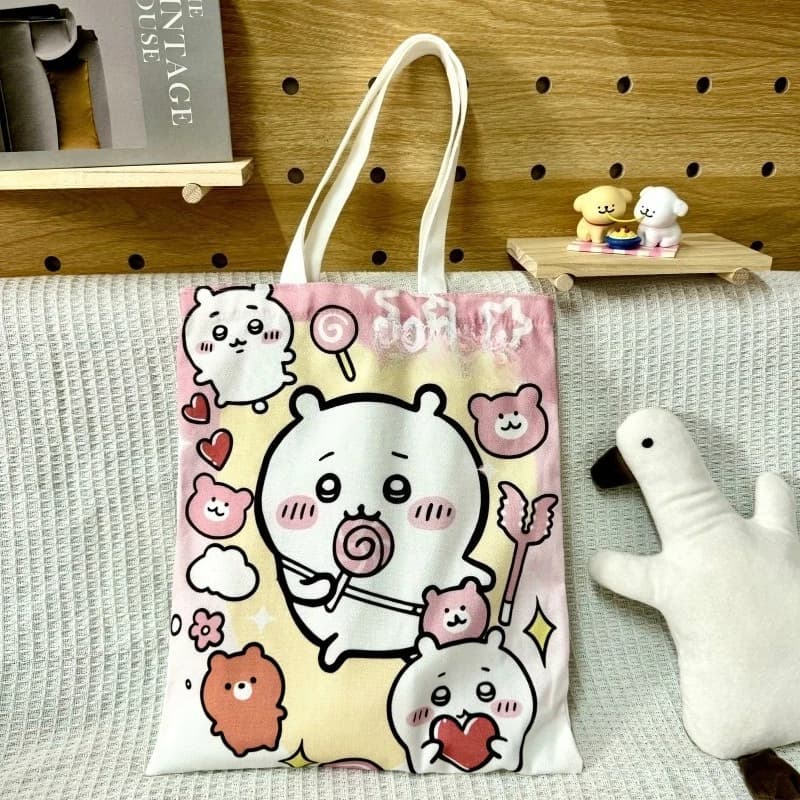 Large-capacity Storage Bag Student Storage Backpack Single-shoulder Bag Canvas Bag Cartoonish and Cute Handbag Shopping Bag