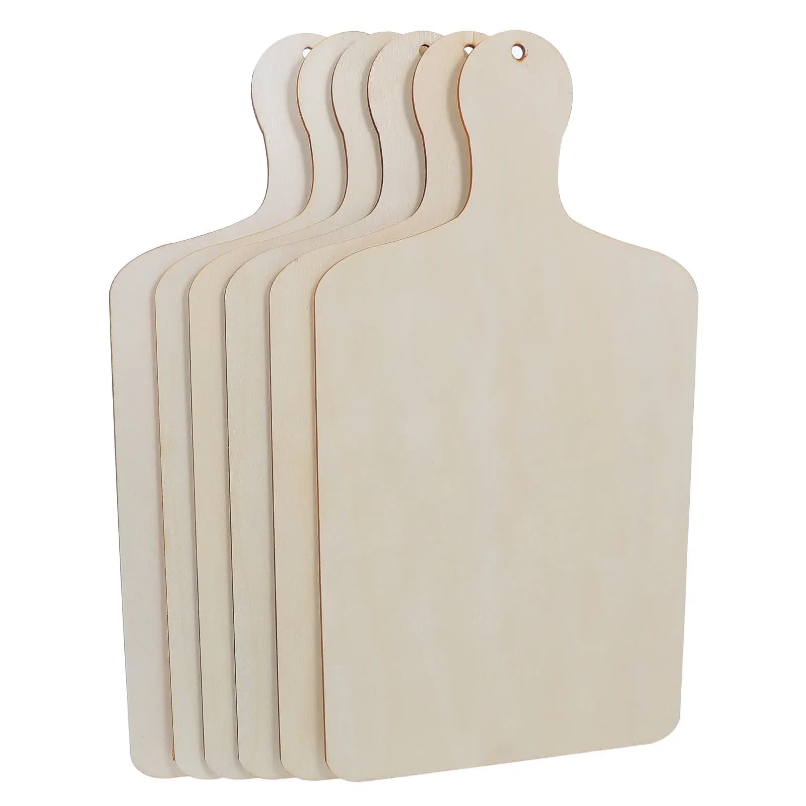 6 Pcs Unfinished Wood Paddle Cutting Boards With Handle Blank Charcuterie Board Chopping Paddle Cooking Cutting Kitchen Tray