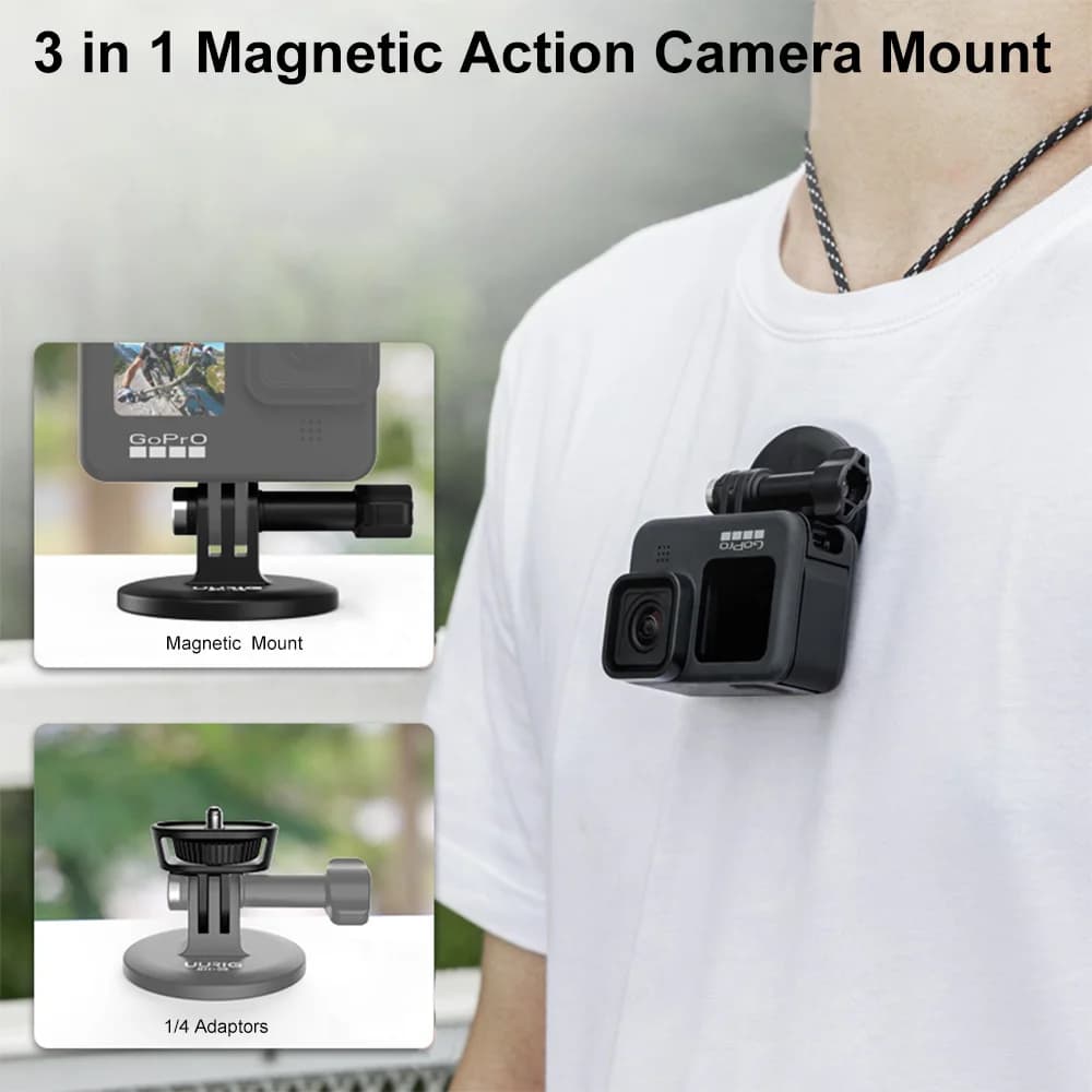 UURIG Magnetic support for quick release plate with common support for digital camera Action Camera series GoPro Magnetic 3 in 1