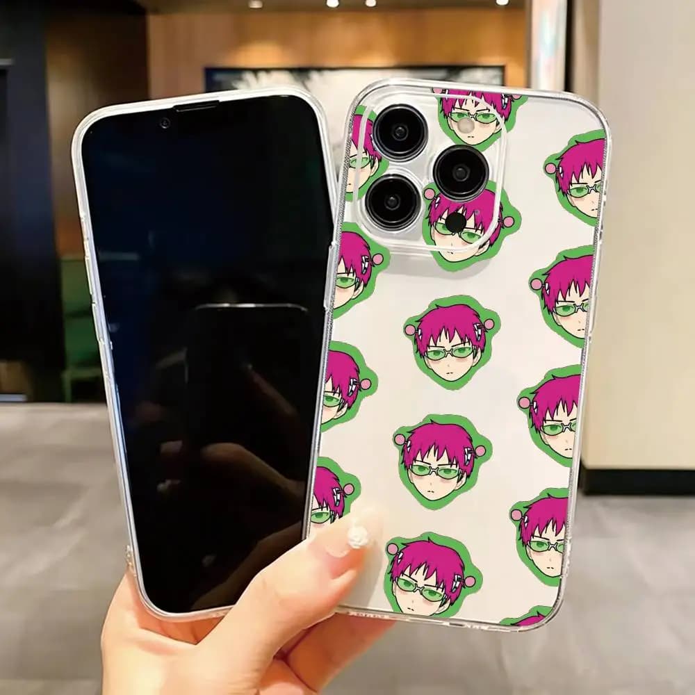Anime Kusuo Saiki gift Phone Case Transparent Silicone Soft For iPhone 17 16 15 14 13 12Mini Pro Max Plus