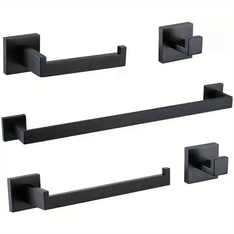 Set portasciugamani da bagno Nero Set di accessori da bagno da 5 pezzi in acciaio inossidabile 304