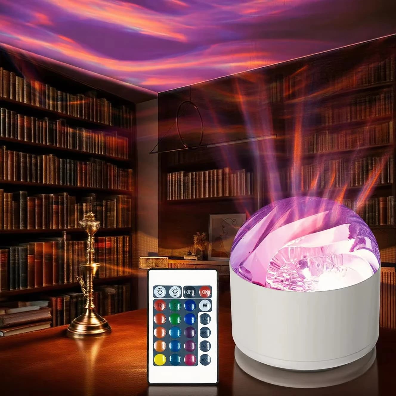 Luce Notturna LED, Proiettore di Aurora Boreale Bianco, Telecomando, 16 Colori, USB, per Decorazione Camera dei Bambini e Lampada da Notte