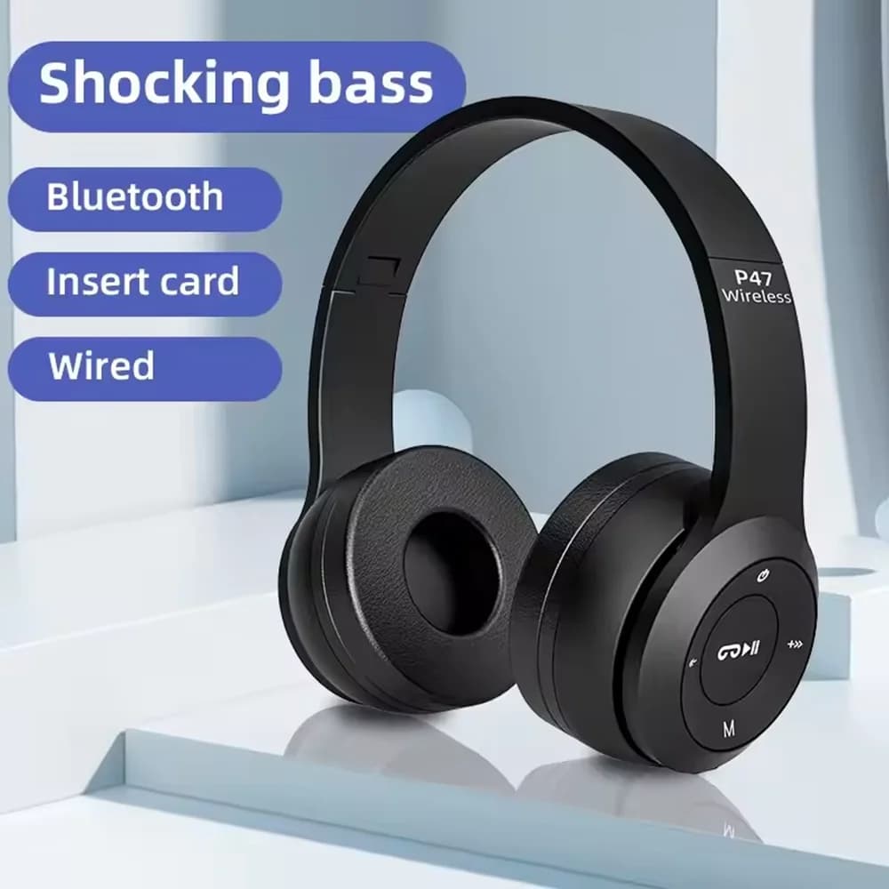 Bluetooth 5.0 Wireless P47 Headphones Foldable with Audio HIFI Stereo and Low Powerful for Music and Gaming, Kids and Girls, Smartphone compatible