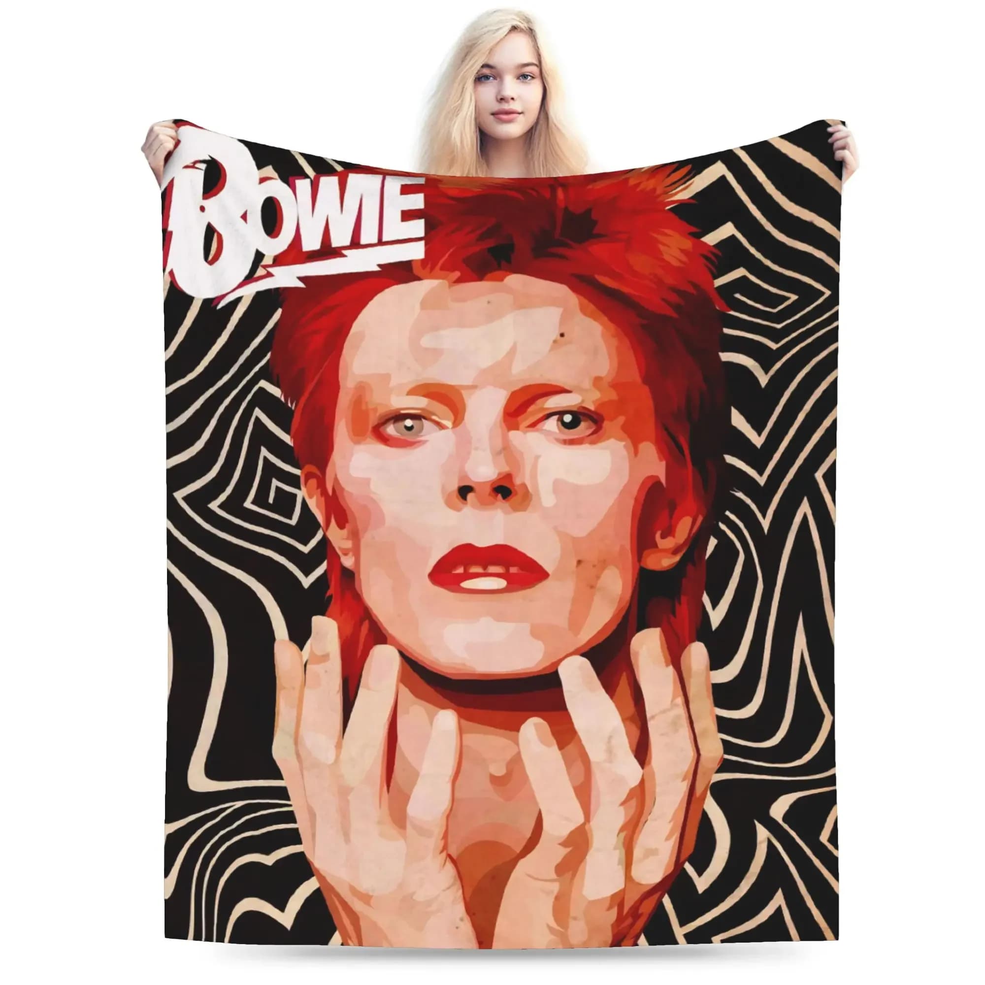 Davids Bowied Warm Blankets Kids Plush Bedding Throws Novelty Home Decor Flannel Bedspread Sofa Bed Cover