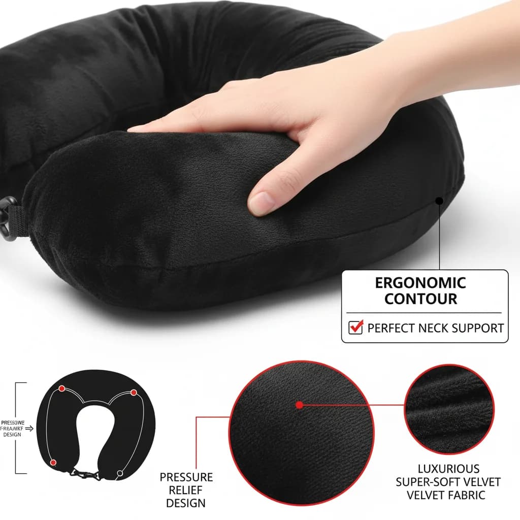 Travel pillow for neck fillable with clothes Waterproof padded bag Ergonomic support cushion Portable air Train for car Sleep